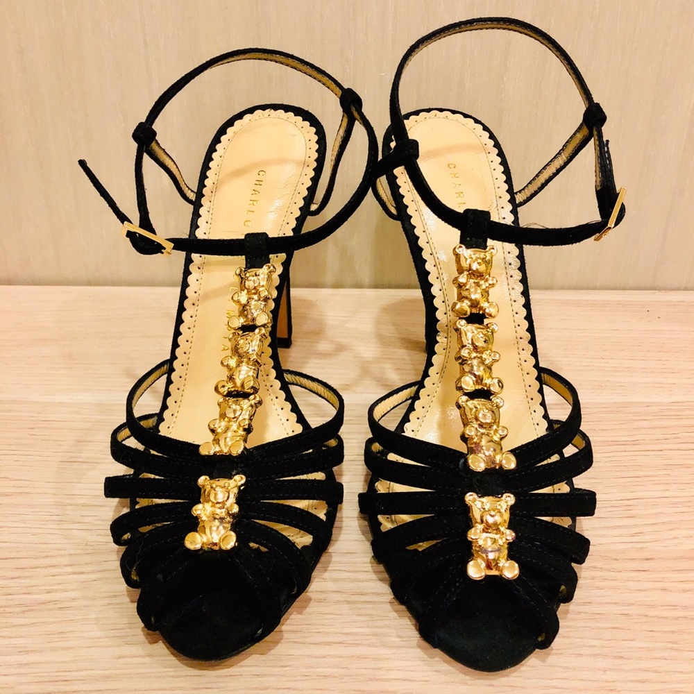 Charlotte Olympia Gummy bear suede sandals 7.5